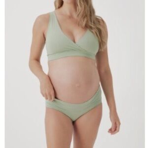 Pact Organic Women's Frosty Green Maternity Nursing Bralette M